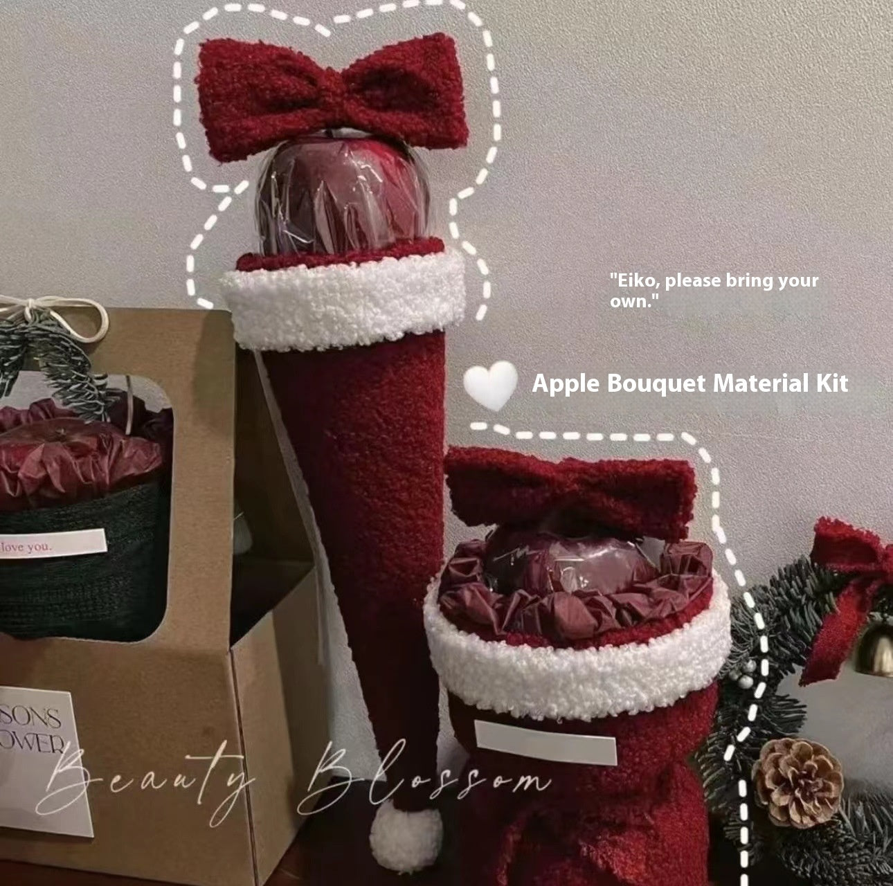 Single Bow Christmas Eve Fruit Bouquet