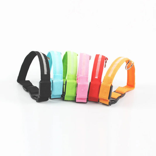 Glowing collar nylon collar dog leash collar glow-in-the-dark rechargeable collar dog collar pet supplies