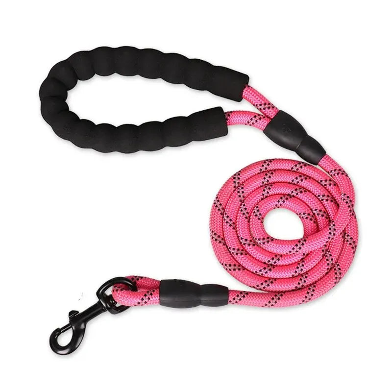 Reflective Dog Leash With Comfortable Padded Handle - Double Heavy Duty Traction Rope For Strong Dogs - Enhance Safety And Contr